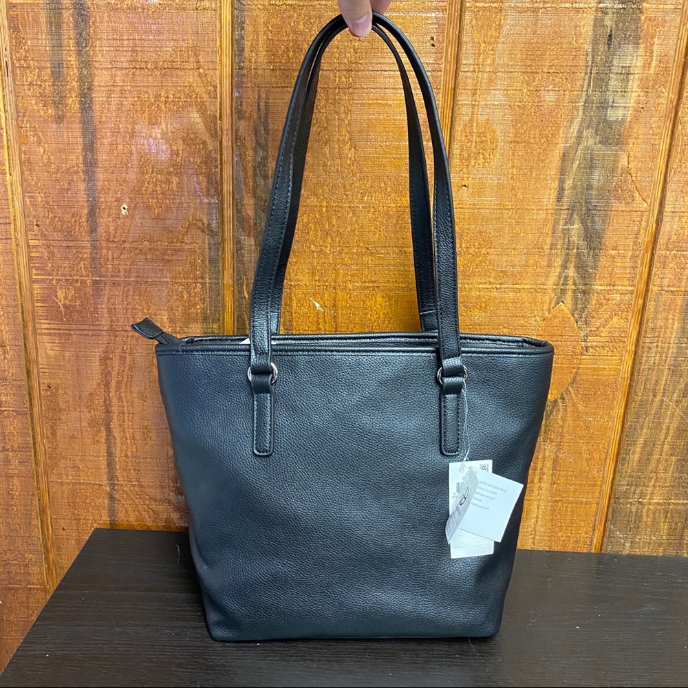 Giani Bernini Leather Shoulder Bag w Scarf - Black - Picture 2 of 6